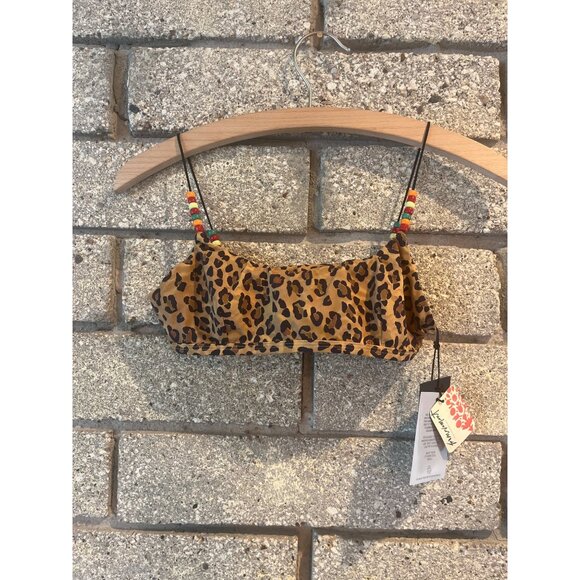 FP a movement Leopard Print Bikini Top With Recycled Materials & Beaded Straps X - Picture 1 of 7